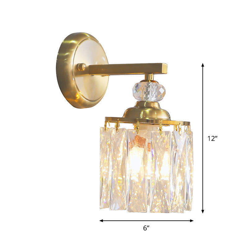 Vivolux | Zylinder Esszimmer Wandlicht Kit Post-Modern Klar Gehrter Schnitt Kristall 1 Kopf Gold Wandleuchte