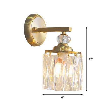 Vivolux | Zylinder Esszimmer Wandlicht Kit Post-Modern Klar Gehrter Schnitt Kristall 1 Kopf Gold Wandleuchte