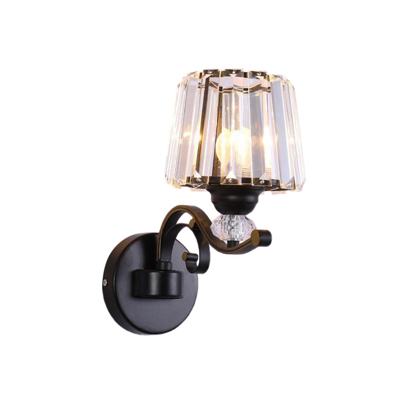 Vivolux | Klar Prismen-Kristall-Kegel-Wandlampe Traditionell 1/2-Birne Wohnzimmer Wandleuchte in Schwarz
