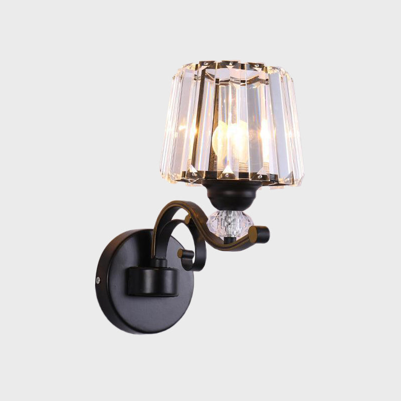 Vivolux | Klar Prismen-Kristall-Kegel-Wandlampe Traditionell 1/2-Birne Wohnzimmer Wandleuchte in Schwarz