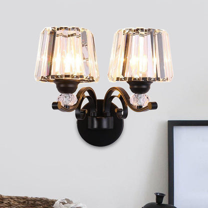 Vivolux | Klar Prismen-Kristall-Kegel-Wandlampe Traditionell 1/2-Birne Wohnzimmer Wandleuchte in Schwarz
