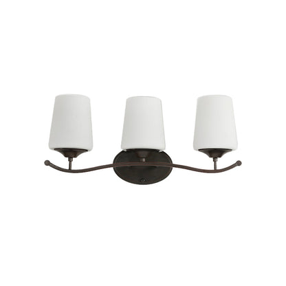 Vivolux | 2/3-Lampe Elfenbein Glas Vanity Beleuchtung Traditionelle schwarze konische Schlafzimmer Wandbeleuchtung mit Eisen Wellenarm