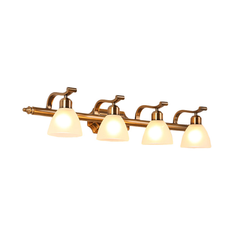 Vivolux | Koloniale Dôme Vanity Verlichting Idee 1/2/3-Licht Crème Glas Badkamer Wandlamp in Goud met Gebogen Arm