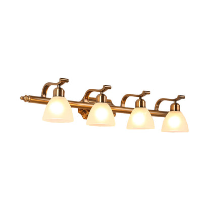 Vivolux | Koloniale Dôme Vanity Verlichting Idee 1/2/3-Licht Crème Glas Badkamer Wandlamp in Goud met Gebogen Arm