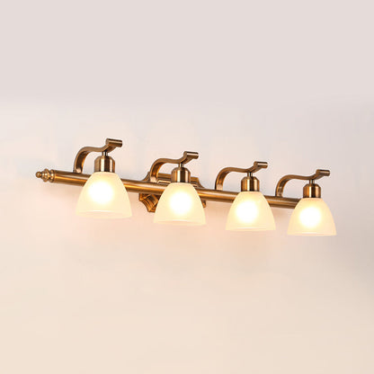 Vivolux | Koloniale Dôme Vanity Verlichting Idee 1/2/3-Licht Crème Glas Badkamer Wandlamp in Goud met Gebogen Arm