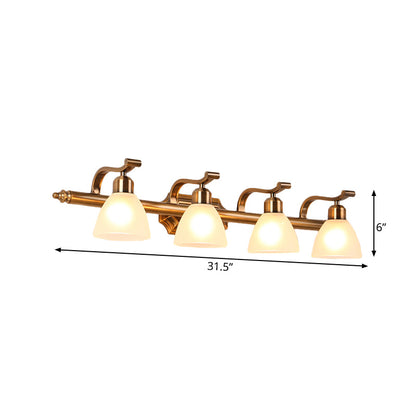 Vivolux | Koloniale Dôme Vanity Verlichting Idee 1/2/3-Licht Crème Glas Badkamer Wandlamp in Goud met Gebogen Arm
