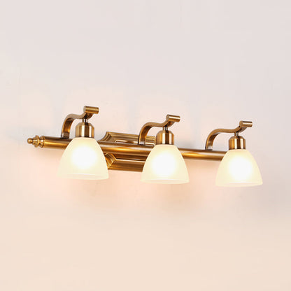 Vivolux | Koloniale Dôme Vanity Verlichting Idee 1/2/3-Licht Crème Glas Badkamer Wandlamp in Goud met Gebogen Arm