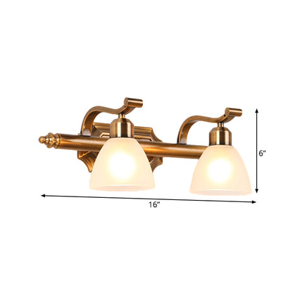 Vivolux | Koloniale Dôme Vanity Verlichting Idee 1/2/3-Licht Crème Glas Badkamer Wandlamp in Goud met Gebogen Arm