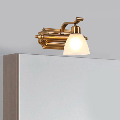 Vivolux | Koloniale Dôme Vanity Verlichting Idee 1/2/3-Licht Crème Glas Badkamer Wandlamp in Goud met Gebogen Arm