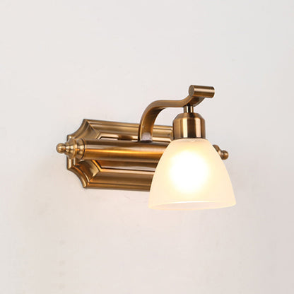 Vivolux | Koloniale Dôme Vanity Verlichting Idee 1/2/3-Licht Crème Glas Badkamer Wandlamp in Goud met Gebogen Arm