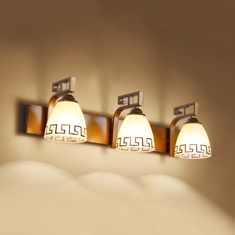 Vivolux | Eivor Glasdome Wandlamp 2/3 Lichten Badkamer Wandlamp Fixture in Goud met IJzeren Gebogen Arm