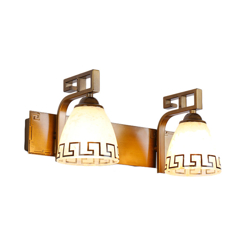 Vivolux | Eivor Glasdome Wandlamp 2/3 Lichten Badkamer Wandlamp Fixture in Goud met IJzeren Gebogen Arm