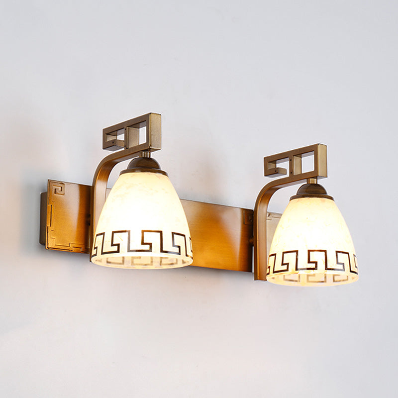 Vivolux | Eivor Glasdome Wandlamp 2/3 Lichten Badkamer Wandlamp Fixture in Goud met IJzeren Gebogen Arm