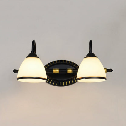 Vivolux | Traditionale Schüssel Vanity Beleuchtung Fixture 2/3 Glühbirnen Milchglas Wandleuchte in Schwarz mit Metalldreharm