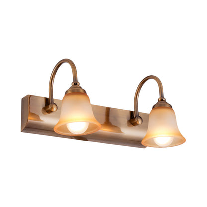Vivolux | Bell Frosted Glass Vanity Lamp Vintage 2/3 Bulbs Badezimmer Wandmontierte Lichtleuchte in Gold mit Gänsekopfarm