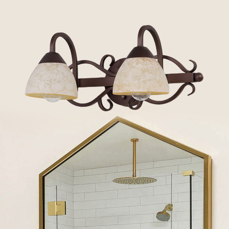 Vivolux | Braune Schüssel Wandlampe Antique Beige Glas 2/3/4 Glühbirnen Badezimmer Wand Sconce Beleuchtung Gerät mit geschwungenem Arm