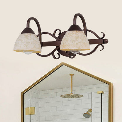 Vivolux | Braune Schüssel Wandlampe Antique Beige Glas 2/3/4 Glühbirnen Badezimmer Wand Sconce Beleuchtung Gerät mit geschwungenem Arm