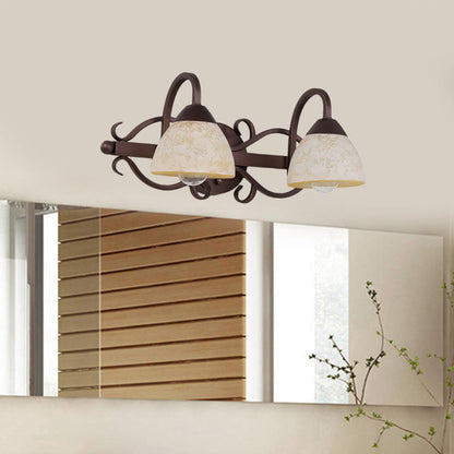 Vivolux | Braune Schüssel Wandlampe Antique Beige Glas 2/3/4 Glühbirnen Badezimmer Wand Sconce Beleuchtung Gerät mit geschwungenem Arm