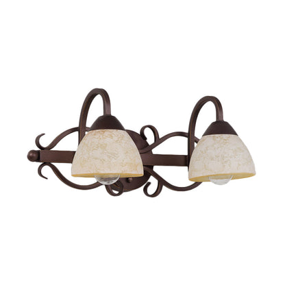 Vivolux | Braune Schüssel Wandlampe Antique Beige Glas 2/3/4 Glühbirnen Badezimmer Wand Sconce Beleuchtung Gerät mit geschwungenem Arm