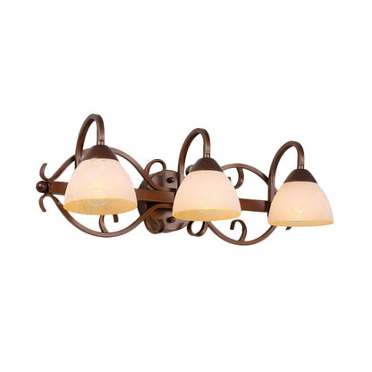 Vivolux | Braune Schüssel Wandlampe Antique Beige Glas 2/3/4 Glühbirnen Badezimmer Wand Sconce Beleuchtung Gerät mit geschwungenem Arm