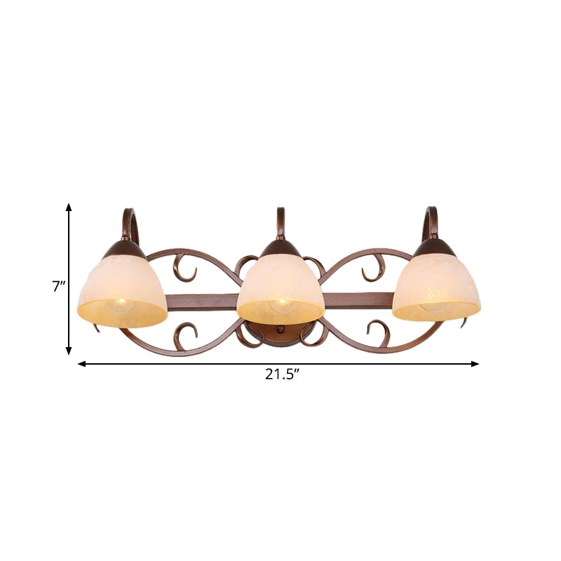 Vivolux | Braune Schüssel Wandlampe Antique Beige Glas 2/3/4 Glühbirnen Badezimmer Wand Sconce Beleuchtung Gerät mit geschwungenem Arm