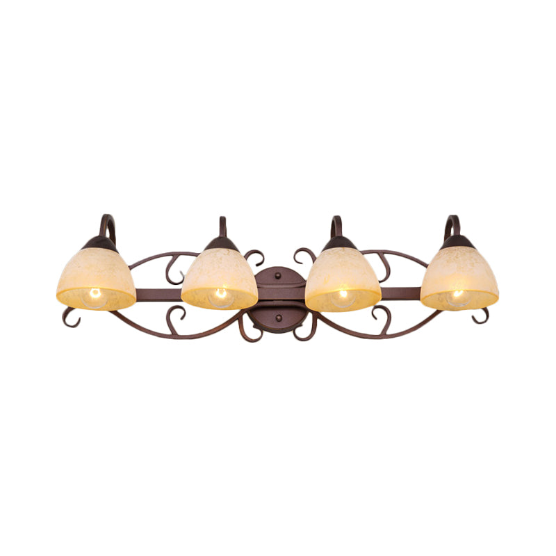 Vivolux | Braune Schüssel Wandlampe Antique Beige Glas 2/3/4 Glühbirnen Badezimmer Wand Sconce Beleuchtung Gerät mit geschwungenem Arm