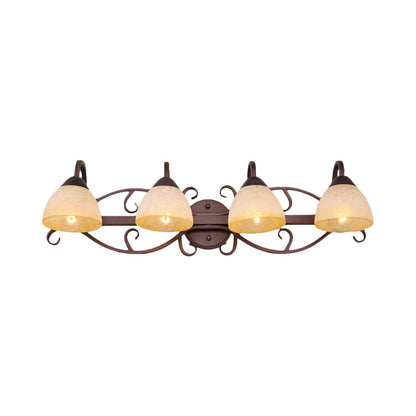 Vivolux | Braune Schüssel Wandlampe Antique Beige Glas 2/3/4 Glühbirnen Badezimmer Wand Sconce Beleuchtung Gerät mit geschwungenem Arm