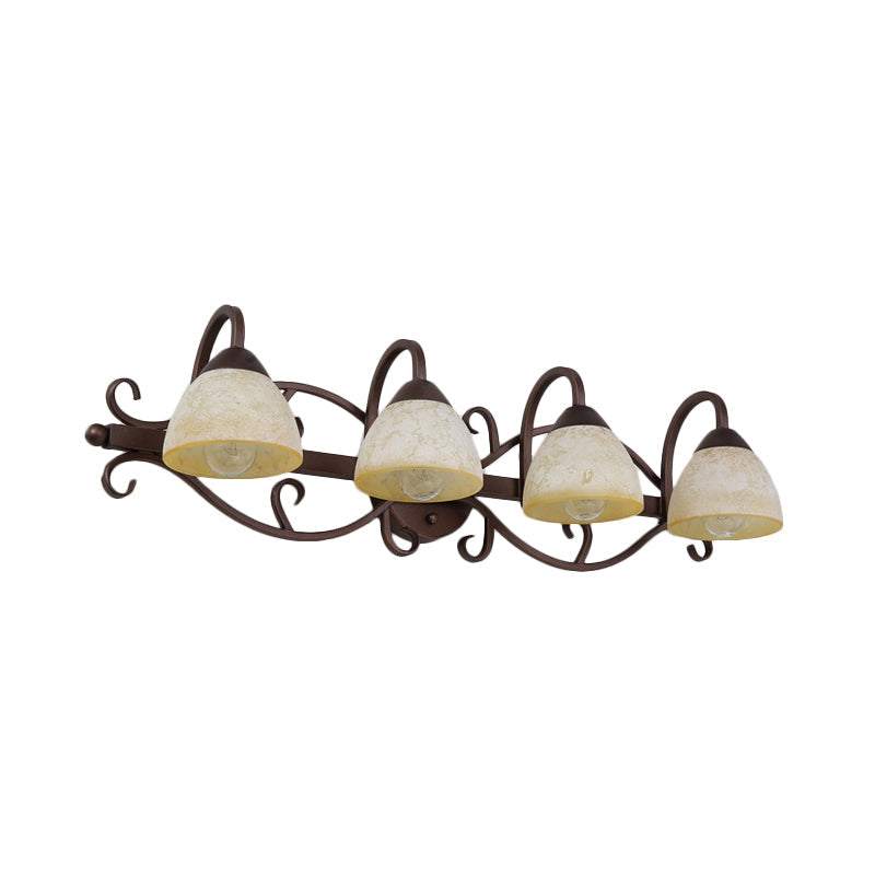 Vivolux | Braune Schüssel Wandlampe Antique Beige Glas 2/3/4 Glühbirnen Badezimmer Wand Sconce Beleuchtung Gerät mit geschwungenem Arm