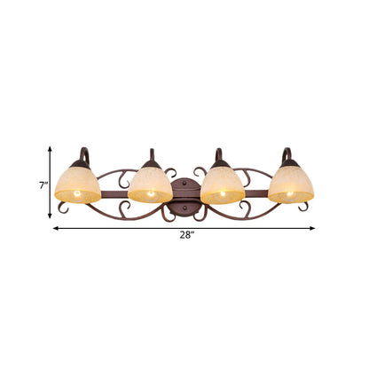 Vivolux | Braune Schüssel Wandlampe Antique Beige Glas 2/3/4 Glühbirnen Badezimmer Wand Sconce Beleuchtung Gerät mit geschwungenem Arm
