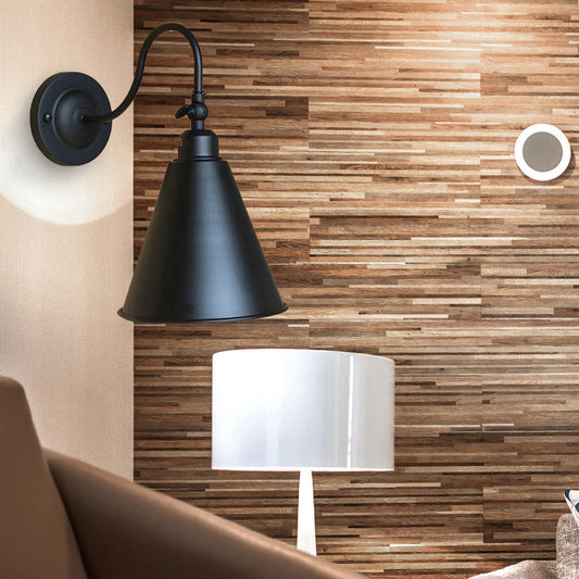 Vivolux | 1 Kopf Kegelförmige Wandbeleuchtung Industriell Schwarze Metall Wandleuchte mit Flexarm für Schlafzimmer