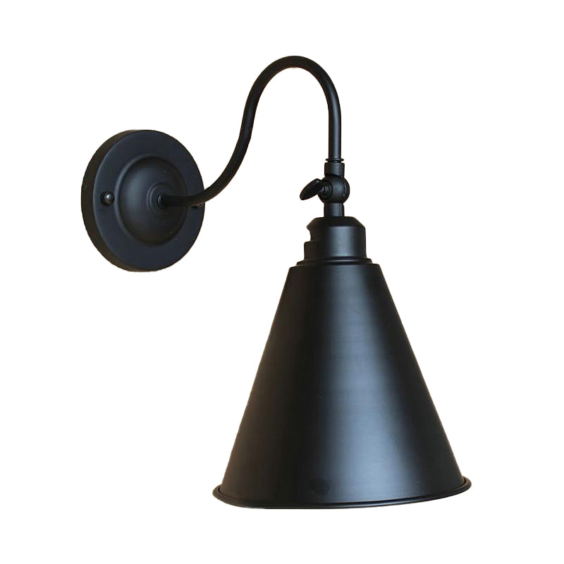 Vivolux | 1 Kopf Kegelförmige Wandbeleuchtung Industriell Schwarze Metall Wandleuchte mit Flexarm für Schlafzimmer