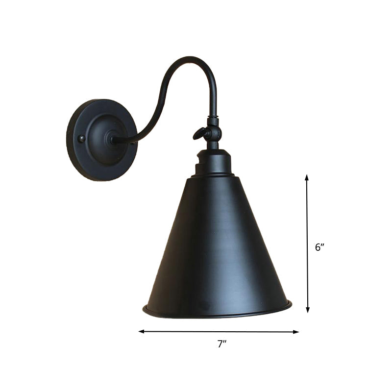 Vivolux | 1 Kopf Kegelförmige Wandbeleuchtung Industriell Schwarze Metall Wandleuchte mit Flexarm für Schlafzimmer