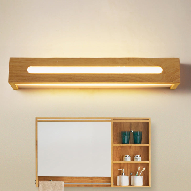 Vivolux | Rechthoekige LED Wandlamp Minimalistische Houten 14"/18"/21.5" Breed 1 Licht Bad Vanity Licht met Diffuser in Warm/Wit Licht