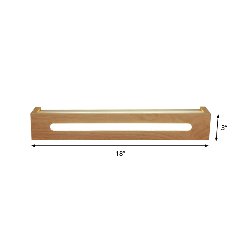 Vivolux | Rechthoekige LED Wandlamp Minimalistische Houten 14"/18"/21.5" Breed 1 Licht Bad Vanity Licht met Diffuser in Warm/Wit Licht