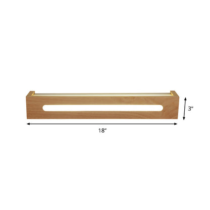 Vivolux | Rechthoekige LED Wandlamp Minimalistische Houten 14"/18"/21.5" Breed 1 Licht Bad Vanity Licht met Diffuser in Warm/Wit Licht