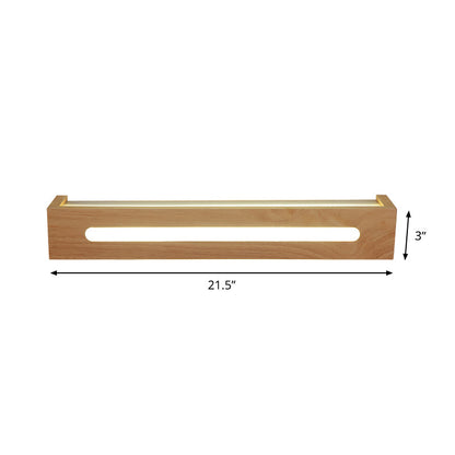 Vivolux | Rechthoekige LED Wandlamp Minimalistische Houten 14"/18"/21.5" Breed 1 Licht Bad Vanity Licht met Diffuser in Warm/Wit Licht