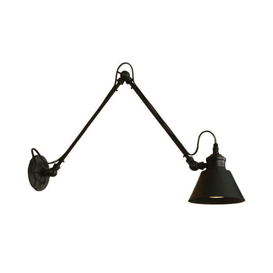 Vivolux | 1 Kopf Kegelförmige Wandhalterung Retro-Stil Schwarz/Chrome Metall Schwenkarm Wandleuchte für das Arbeitszimmer