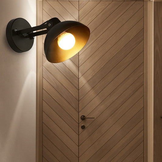 Vivolux | 1 Kopf Wandlicht Fixture mit Kuppel Shade Metall Industriellen Stil Innen Wandlampe in Schwarz