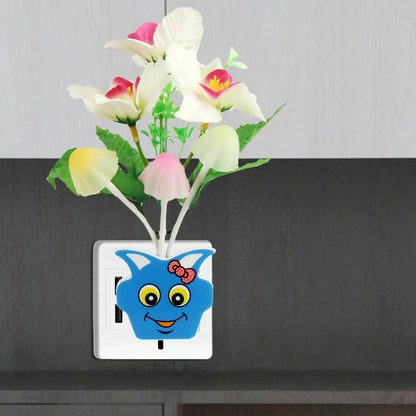 Vivolux | Plastik Blühende Blume Wandnachtlicht Zeitgenössisch Gelb/Pink/Pfirsich LED Nachtbeleuchtung mit Stecker