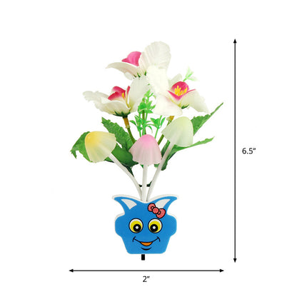 Vivolux | Plastik Blühende Blume Wandnachtlicht Zeitgenössisch Gelb/Pink/Pfirsich LED Nachtbeleuchtung mit Stecker