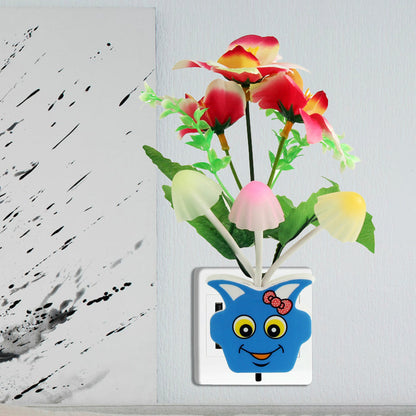 Vivolux | Plastik Blühende Blume Wandnachtlicht Zeitgenössisch Gelb/Pink/Pfirsich LED Nachtbeleuchtung mit Stecker