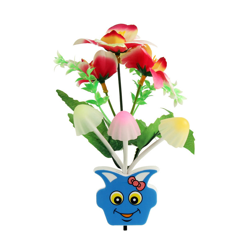 Vivolux | Plastik Blühende Blume Wandnachtlicht Zeitgenössisch Gelb/Pink/Pfirsich LED Nachtbeleuchtung mit Stecker