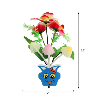 Vivolux | Plastik Blühende Blume Wandnachtlicht Zeitgenössisch Gelb/Pink/Pfirsich LED Nachtbeleuchtung mit Stecker