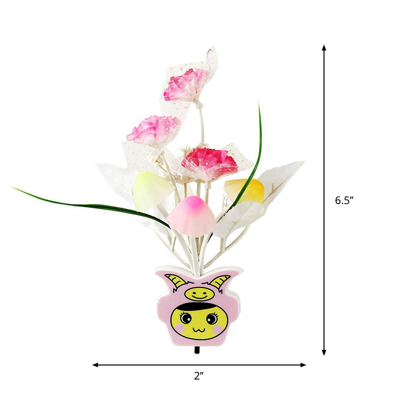 Vivolux | Plastik Blühende Blume Wandnachtlicht Zeitgenössisch Gelb/Pink/Pfirsich LED Nachtbeleuchtung mit Stecker