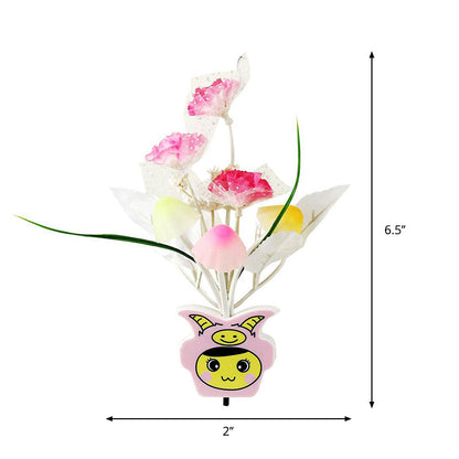 Vivolux | Plastik Blühende Blume Wandnachtlicht Zeitgenössisch Gelb/Pink/Pfirsich LED Nachtbeleuchtung mit Stecker