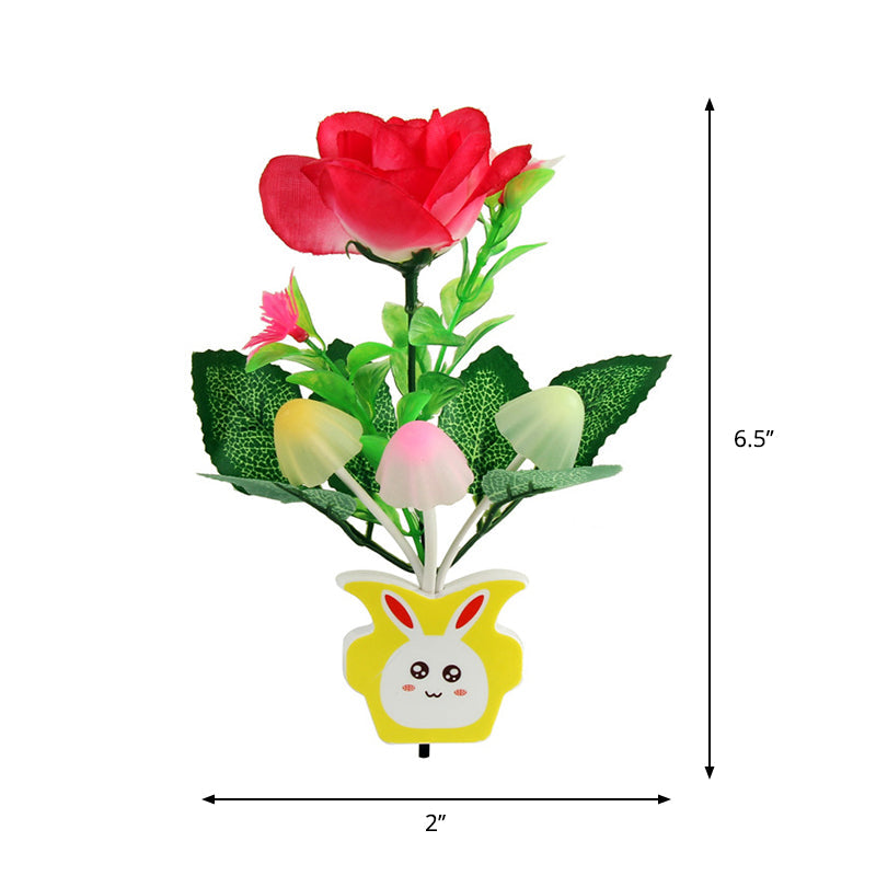 Vivolux | Plastik Blühende Blume Wandnachtlicht Zeitgenössisch Gelb/Pink/Pfirsich LED Nachtbeleuchtung mit Stecker