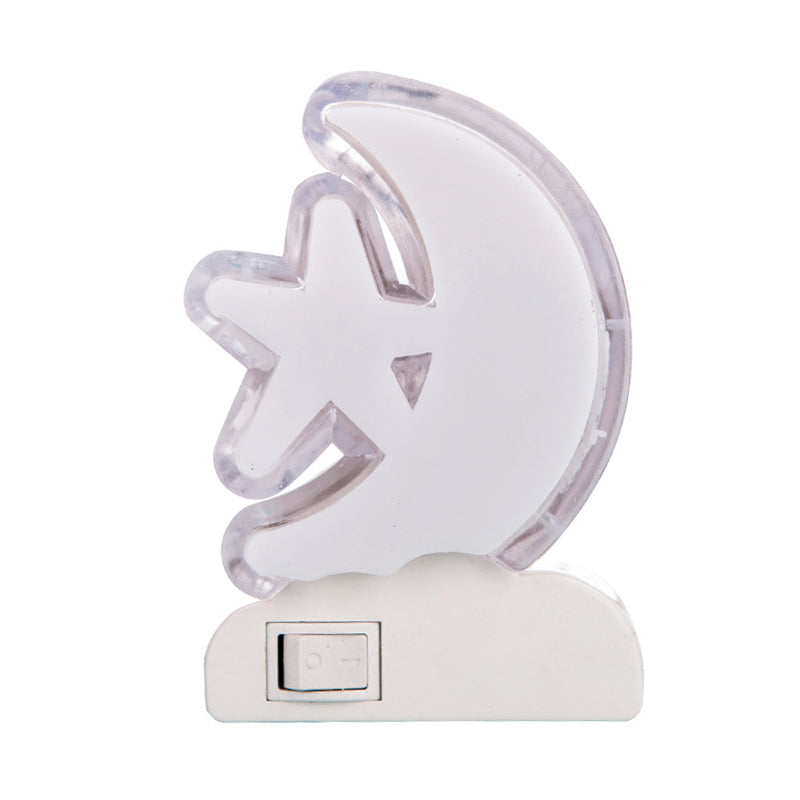 Vivolux | Crescent en Ster Plug in Wandlamp Cartoon Plastic Kids Bedside LED Nachtlamp in Wit