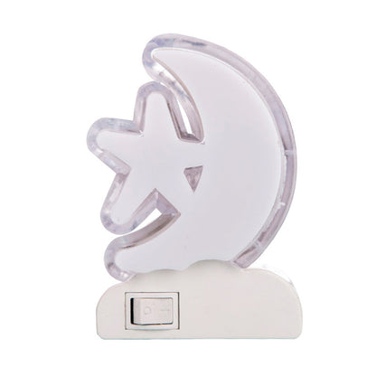Vivolux | Crescent en Ster Plug in Wandlamp Cartoon Plastic Kids Bedside LED Nachtlamp in Wit