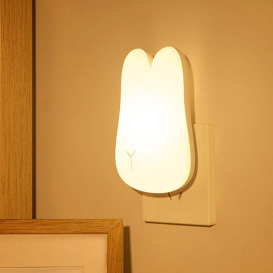 Vivolux | Witte Konijn Kleine Nachtlamp Cartoon Plastic Inplug LED Wandverlichting voor Kinderkamer