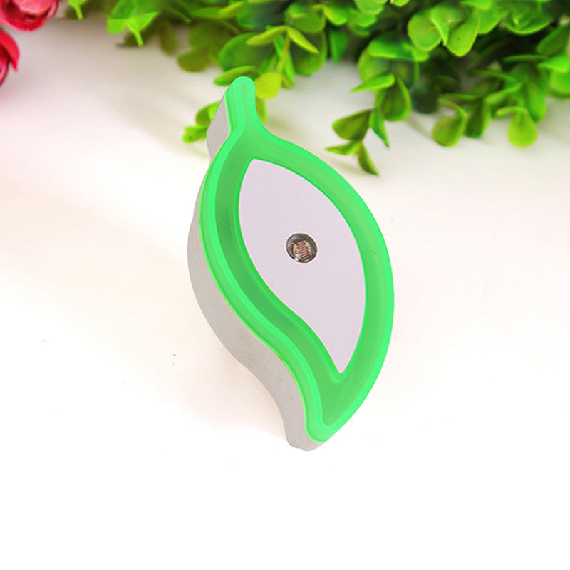 Vivolux | Plastic Leaf Mini Wandverlichting Ideeën Cartoon Groen/Roze/Wit Insteek LED Nachtlamp voor Kinderkamer